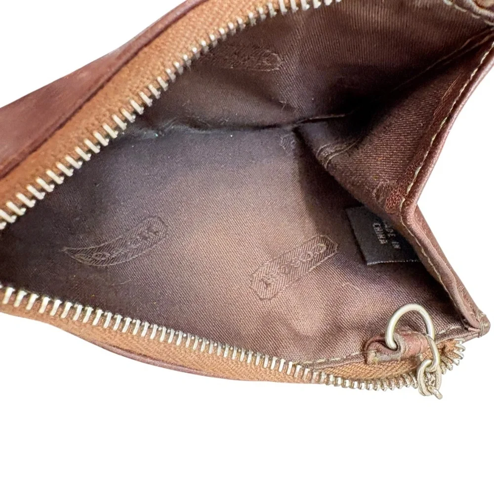 Coach vintage brown leather card holder keyring